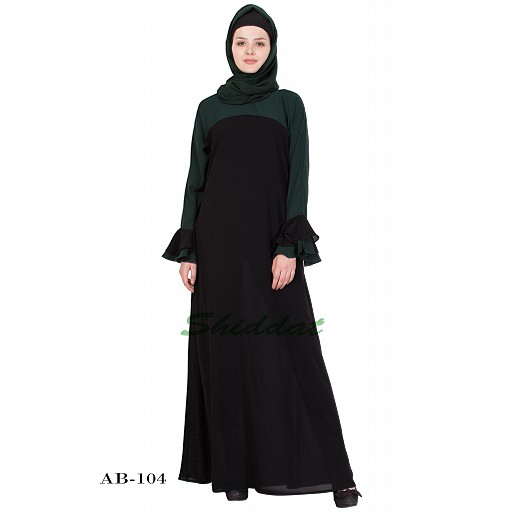Dual colored abaya- Black and Green